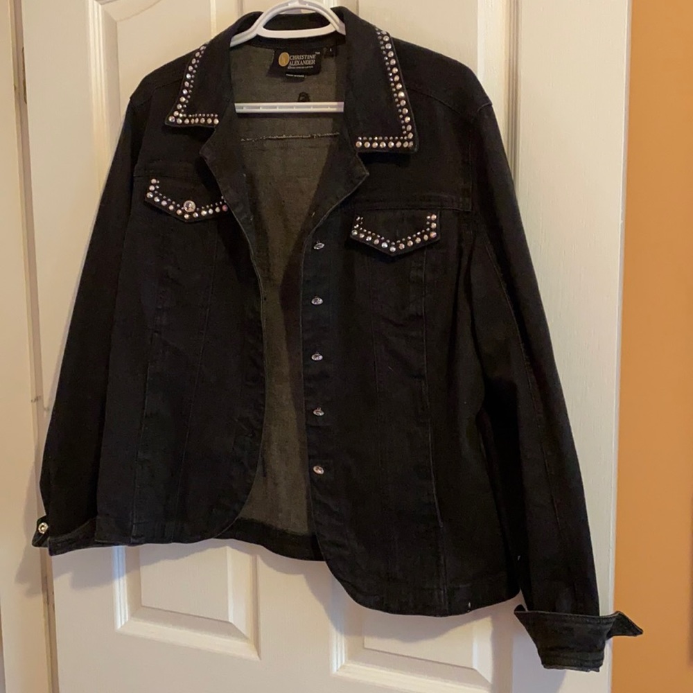 Denim jacket bedazzled cross